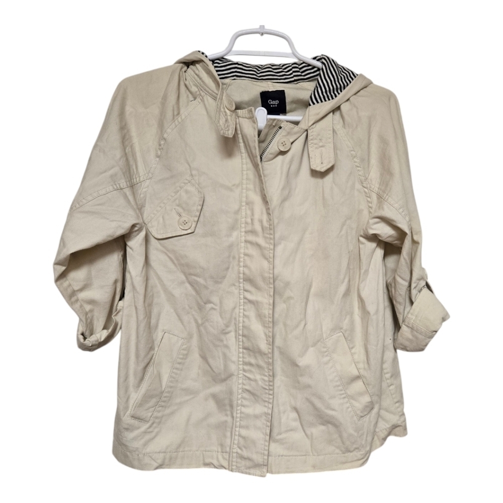 Gap factory jacket women's size small beige anorak chino hidden button full zip